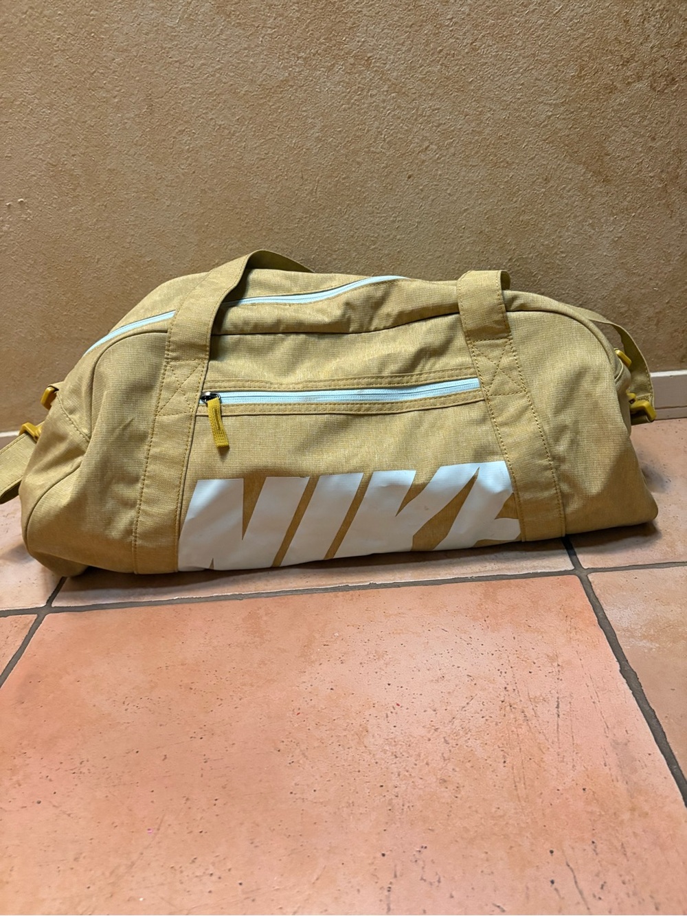 Nike Mustard Yellow Duffel Bag with White Logo